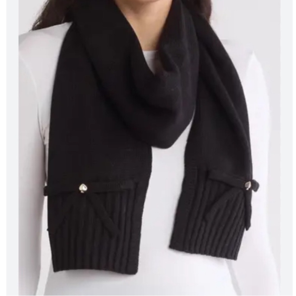 NWT  Kate Spade Scarf with Bows and Embellishments Black